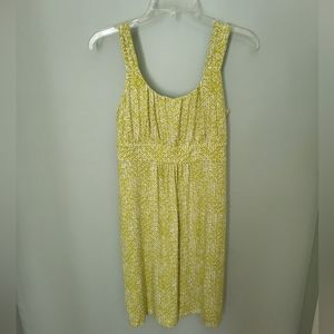Ann Taylor Women Size Medium‎ Empire Waist Sleeveless Summer Dress Yellow White